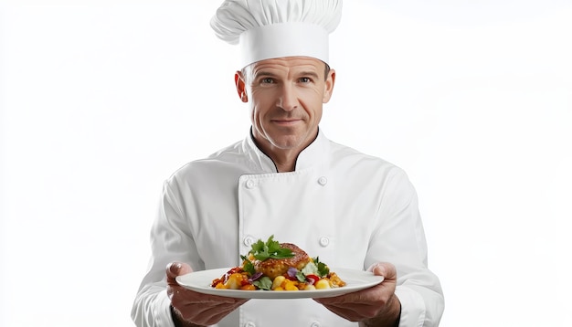 Kucharz prezentujący potrawę