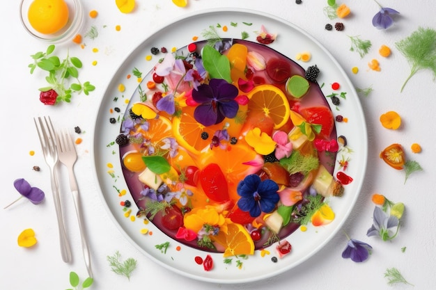 Talerz z kolorowym daniem